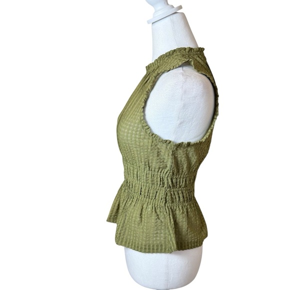 Anthropologie Maeve Smocked Halter Top Olive Green XS Boho Bohemian Chic Fall - Picture 6 of 13